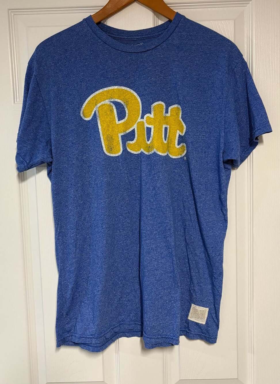 The Original Retro Brand Pitt Panthers Script Logo T-Shirt Size Large Blue